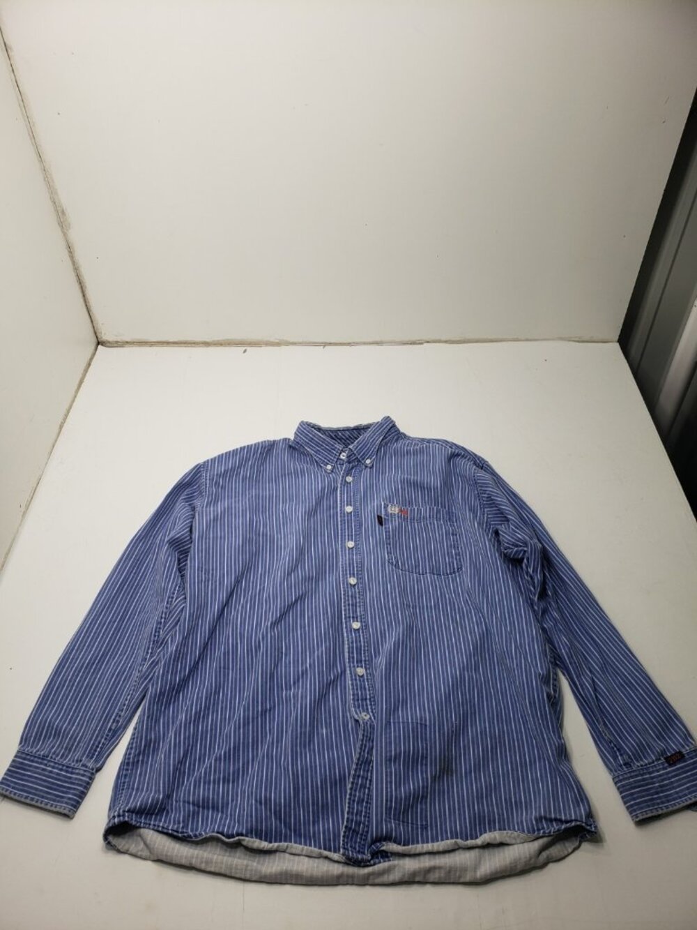 Cinch WRX FR Flame Resistant Work Shirt XXL Blue Stripe Cotton Western